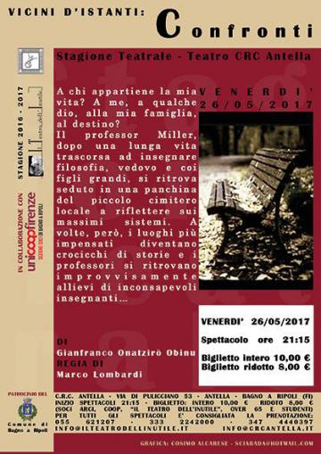 Teatro Crc Antella, il 26 maggio chiude la stagione con 'Confronti', di Gianfranco Onatzirò Obinu