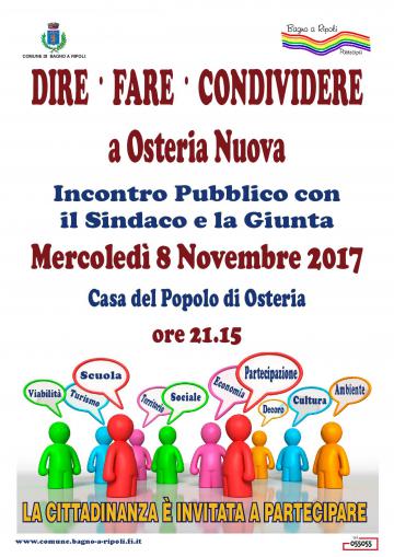 “Dire Fare Condividere”, mercoledì sera assemblea a Osteria Nuova