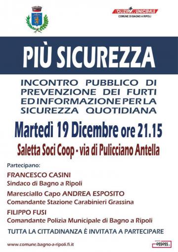 Sicurezza e prevenzione, martedì 19 nuova assemblea pubblica con forze dell'ordine