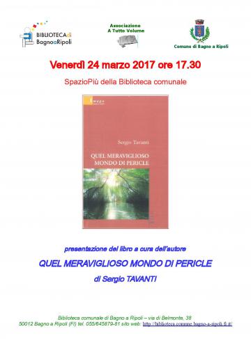 A tutto volume – Il 24 marzo in biblioteca il libro “Quel meraviglioso mondo di Pericle”