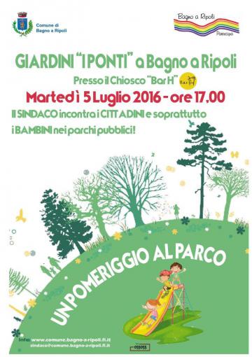 Un pomeriggio al Parco: martedì 5 luglio 2016, ore 17, appuntamento ai Giardini dei Ponti a Bagno a Ripoli/Capoluogo