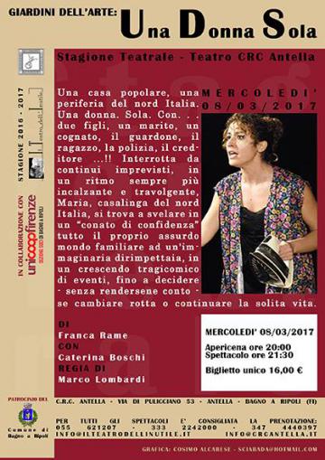 Teatro Crc Antella, l'8 marzo va in scena “Una Donna Sola” di Franca Rame