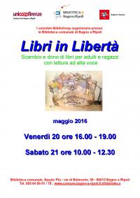 Libri in Libertà, scambio e dono di libri per adulti e ragazzi: Biblioteca Comunale, 20 e 21 maggio 2016